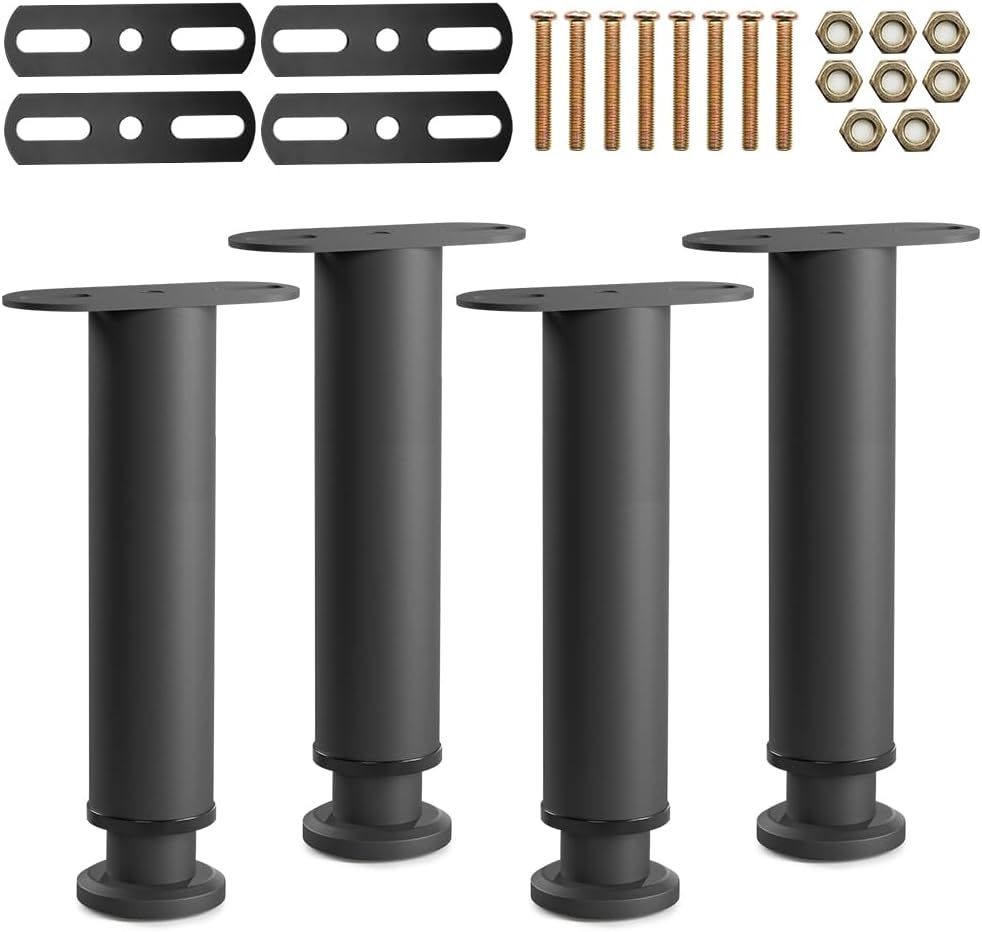 Verstellbare Bettbeine – 4er-set – Robuster Stahl – Mittelstütze 8 Bis 12 Cm – Verstärkung Für Lattenrost – Schwarz