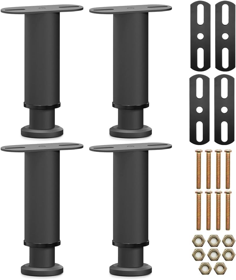 Verstellbare Bettbeine – 4er-set – Robustes Walzstahl – Mittelstütze 15 Bis 25 Cm – Verstärkung Für Lattenrost – Schwarz