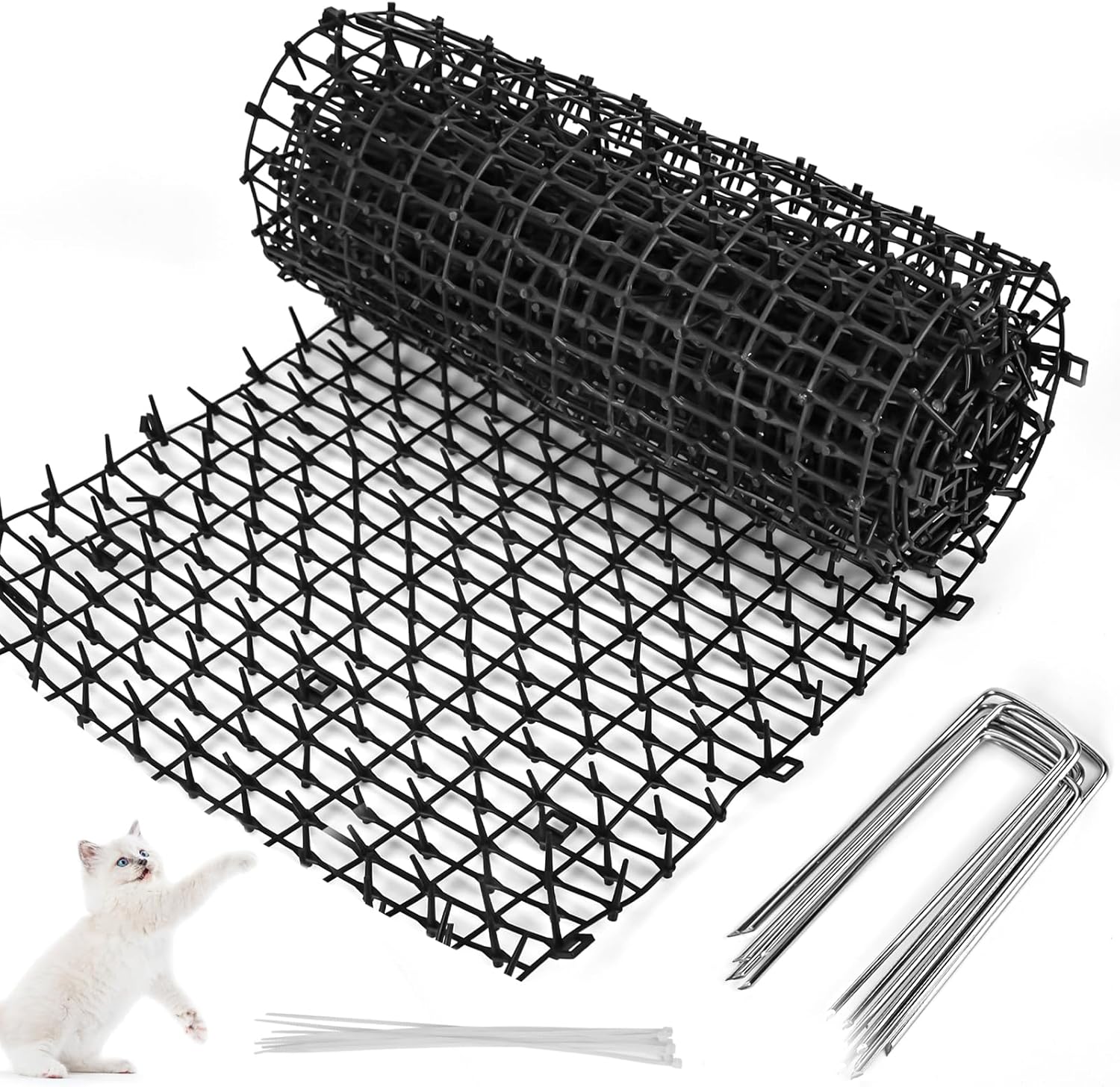 Tierabweisendes Stachelgitter – 1 Stück – Schwarzes Polypropylen – Garten- Und Hausschutz – Gegen Katzen Und Füchse – 30 X 200 Cm