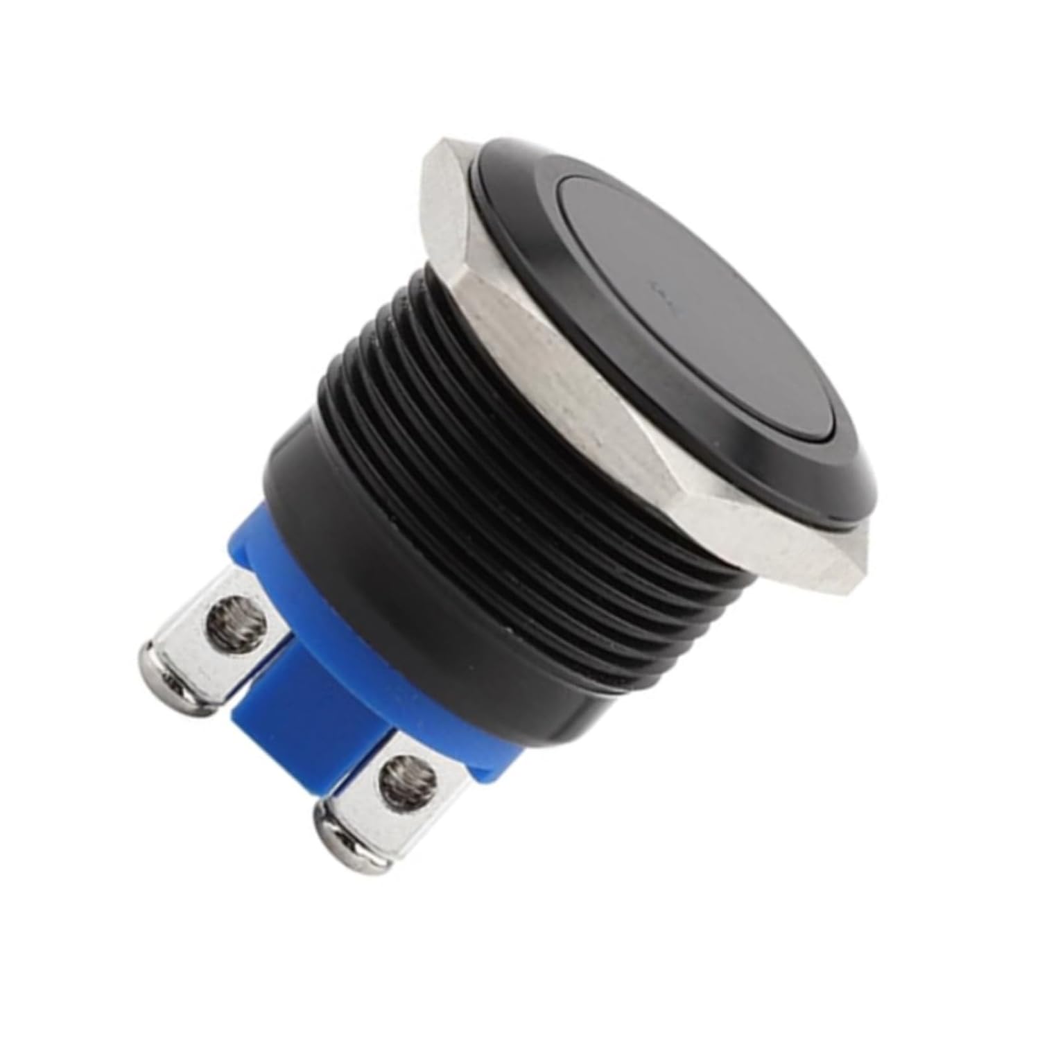 Runder Drucktaster – 1 Stück – Schwarzes Metall, 19 Mm – Momentkontakt – Für Industrielle Schalttafeln