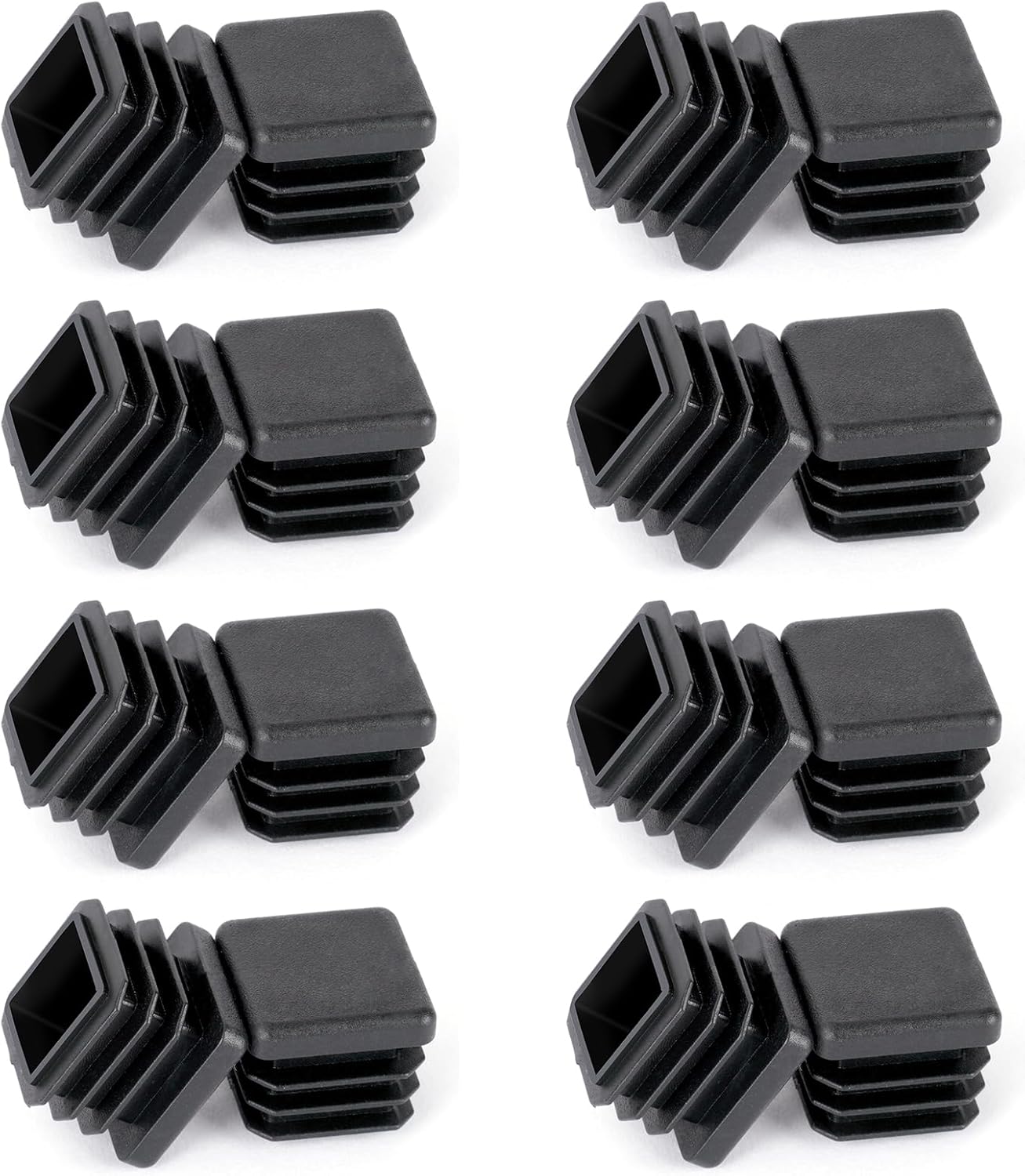Quadratische Kappen 16x16 Mm – 16er-pack – Schwarzer Pe-kunststoff – Boden- Und Möbelschutz – Für Stühle, Tische, Sofas – Beinkappen