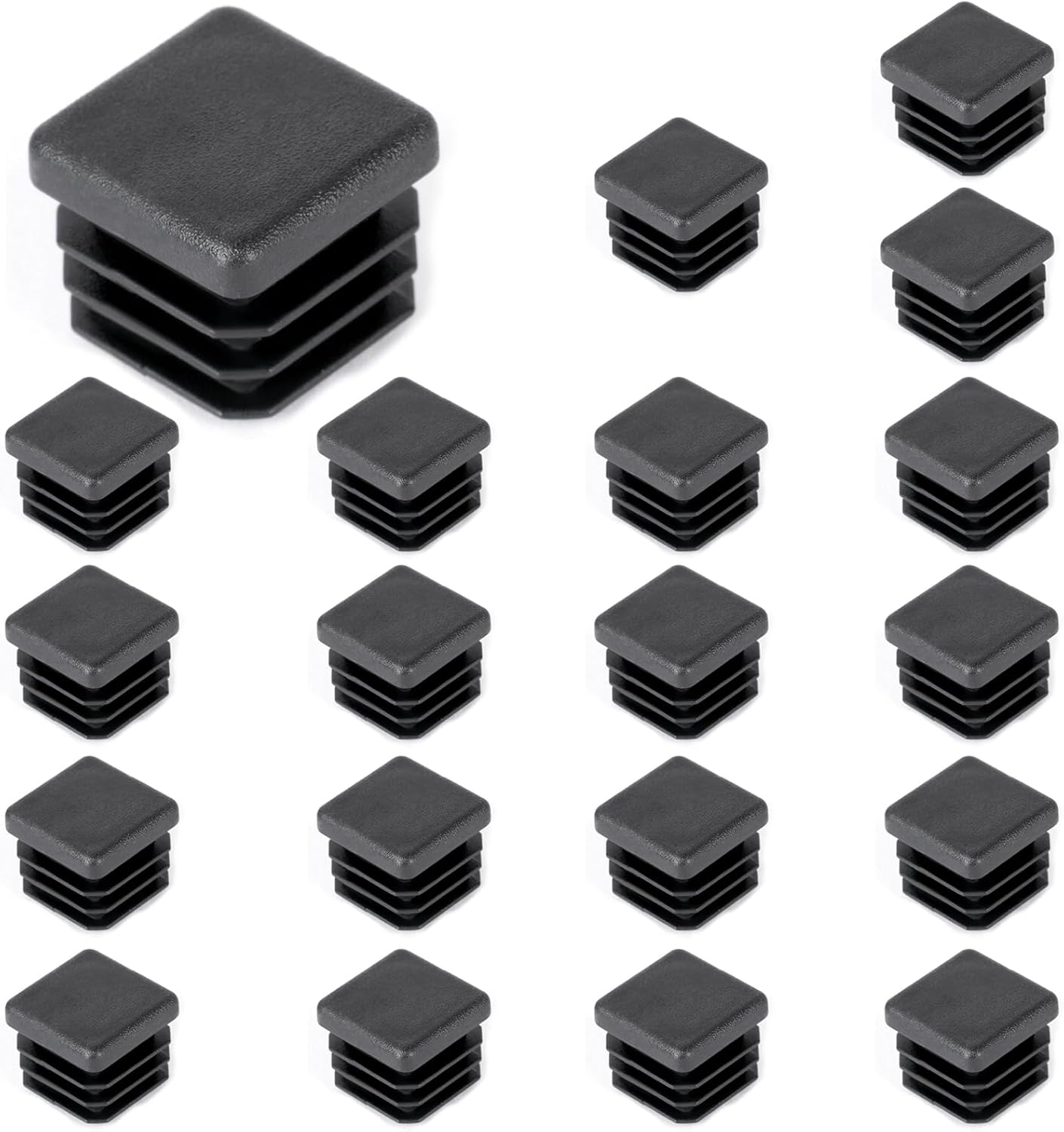 Quadratische Kappen 20x20mm - 20er-packung - Schwarzer Pe-kunststoff - Boden- Und Möbelschutz - Für Stühle, Tische, Sofas - Beinkappen