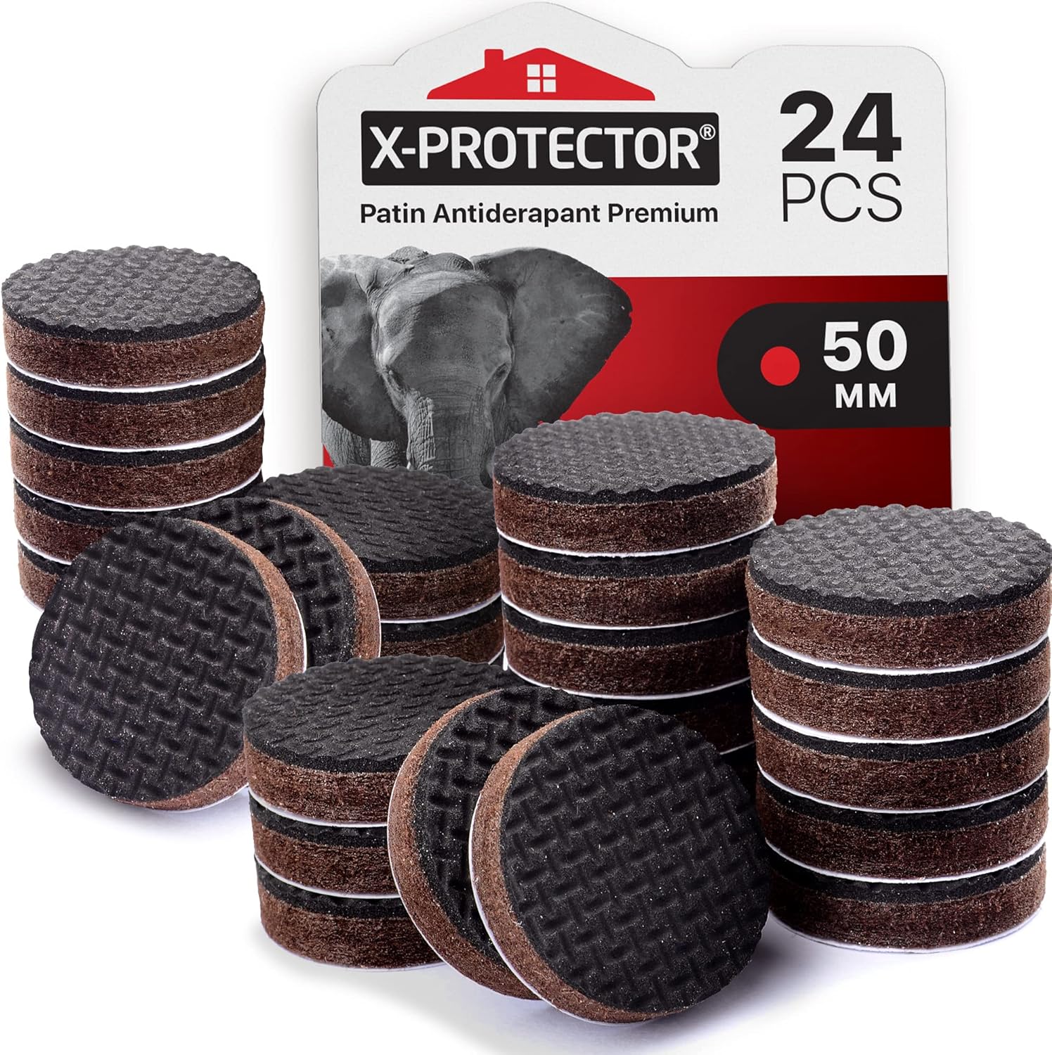 Rutschfeste Pads – 24er-pack – Hochwertiger 50-mm-gummi – Schutz Für Böden Und Möbel – Stark Haftend, Ideal Für Wohnzimmer Und Büro – Schwarz