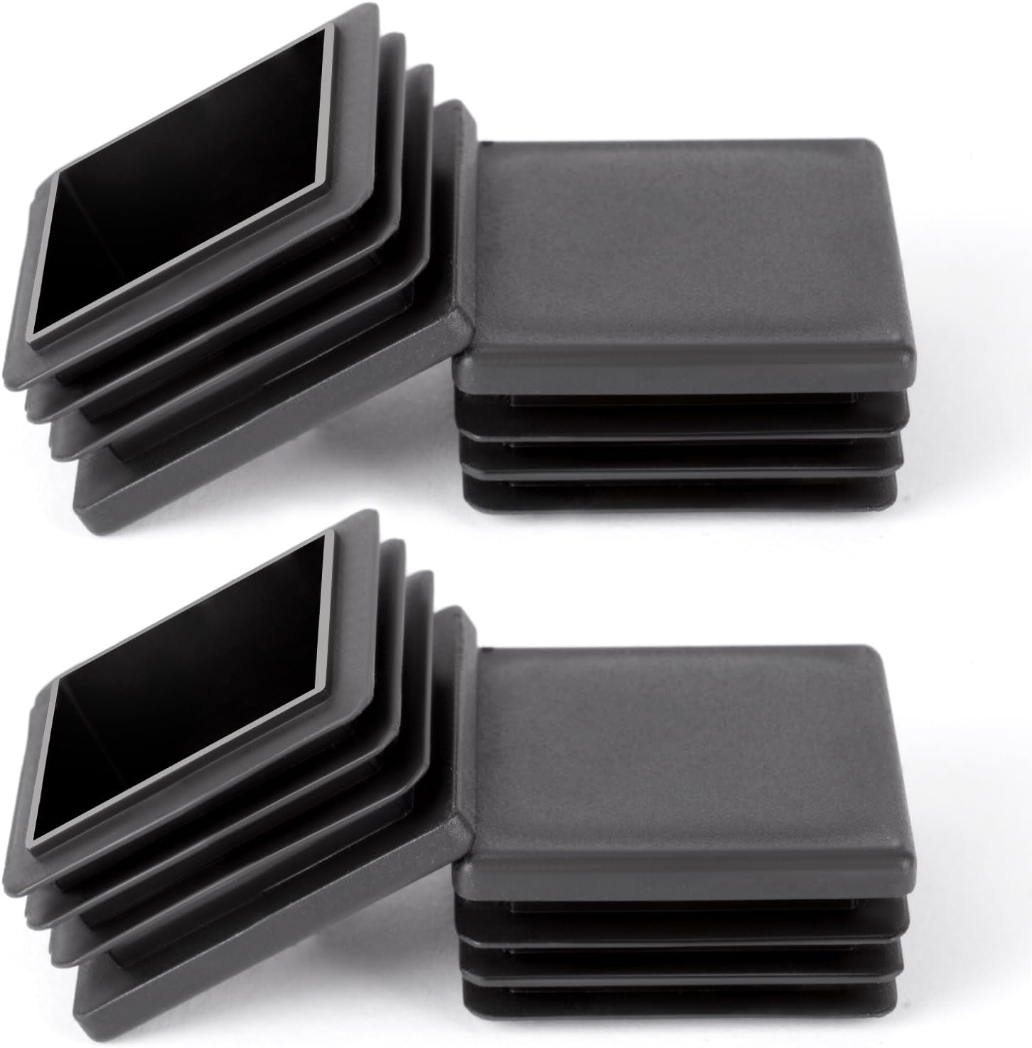 Quadratische Kappen 40x40mm - 4er-pack - Schwarzer Pe-kunststoff - Boden- Und Möbelschutz - Für Stühle, Tische, Sofas - Beinkappen