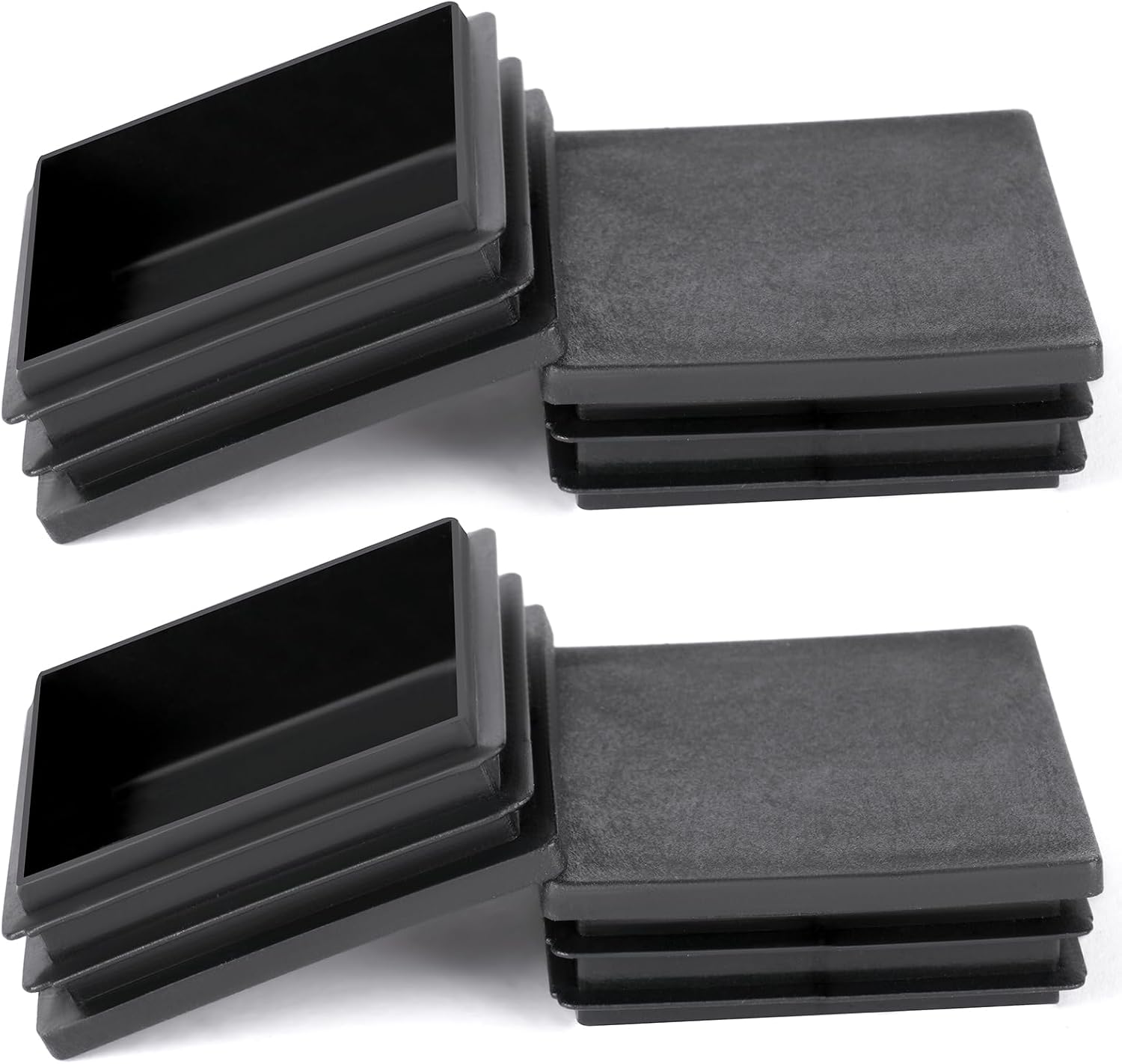 Quadratische Kappen 50x50mm - 4er-pack - Schwarzer Pe-kunststoff - Bodenschutz Und Geräuscharmer Betrieb - Für Stühle, Tische Und Sofas - Robuste Kappen