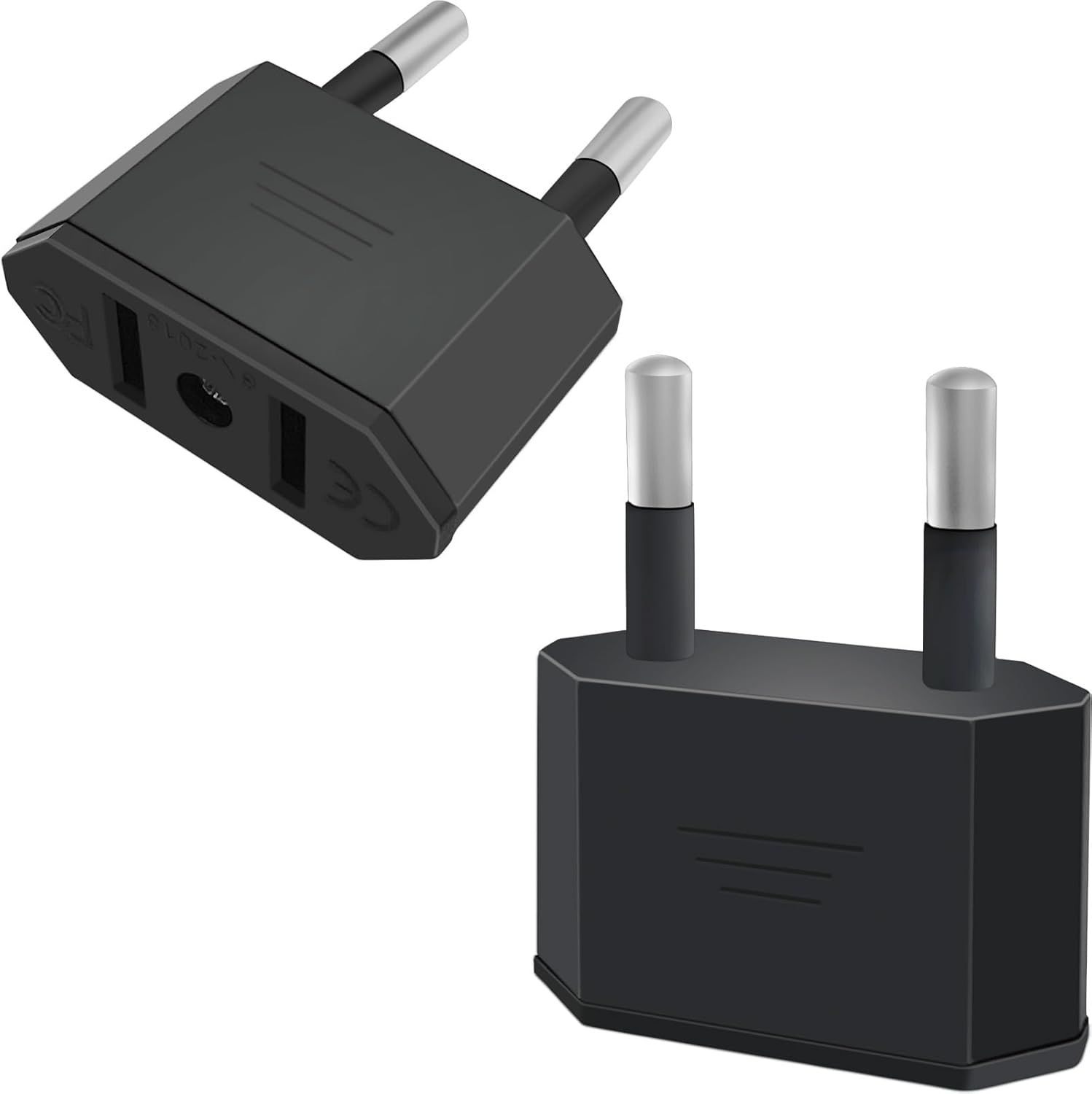 2 Us-amerikanische Auf Europäische Steckeradapter, Schwarz, Zuverlässige Umwandlung, Reisen Von Den Usa Nach Frankreich/deutschland, Für Zuhause Und Gewerbe