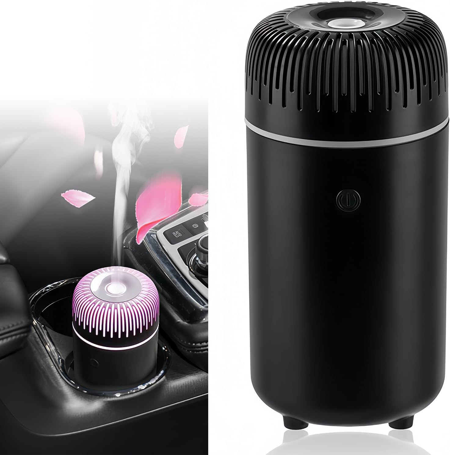 Auto-luftbefeuchter Mit Diffusor, 100 Ml Auto-lufterfrischer, Aromatherapie-diffusor Mit Licht, Duftöl-diffusoren Für Auto, Büro, Zuhause (schwarz)