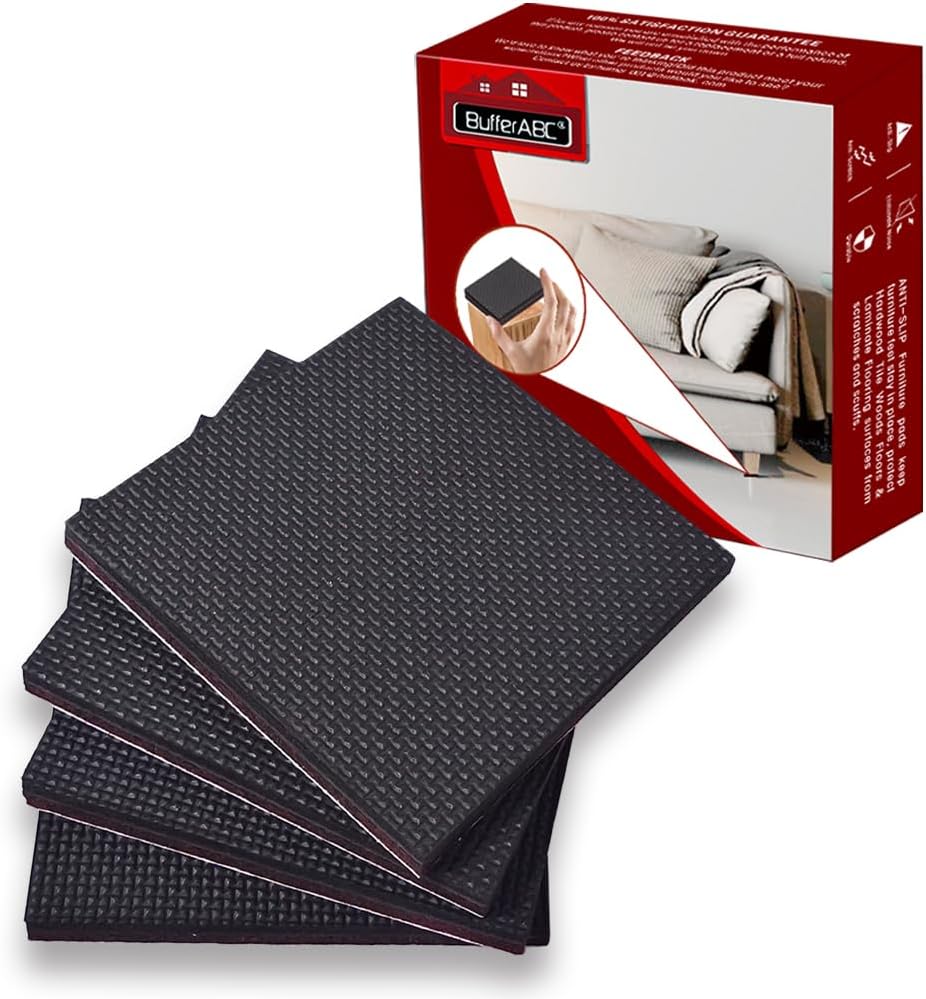 Quadratische Anti-rutsch-pads – 4er-set – Gummi Und Filz – Bodenschutz Und Geräuscharmer Betrieb – Für Schwere Möbel – 100 Mm, Schwarz