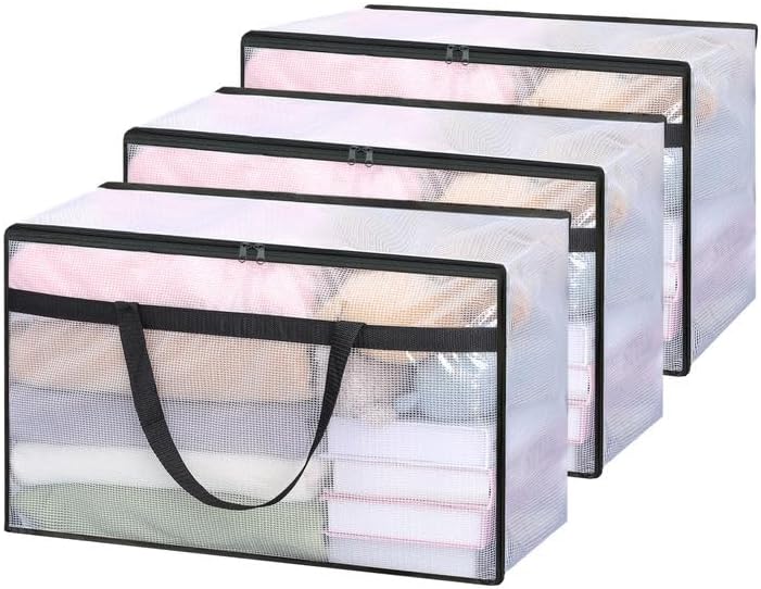 3er-set Aufbewahrungsbeutel À 60 L – Transparentes Pvc – Doppelreißverschluss – Für Kleidung Und Bettwäsche – 55 X 35 X 31 Cm