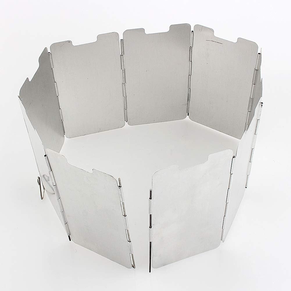 Windschutz Für Klappkocher – 9-teilig – Aluminiumlegierung – Effektiver Windschutz – Ideal Für Camping Und Wandern – Silber, 13,5 X 7,5 Cm