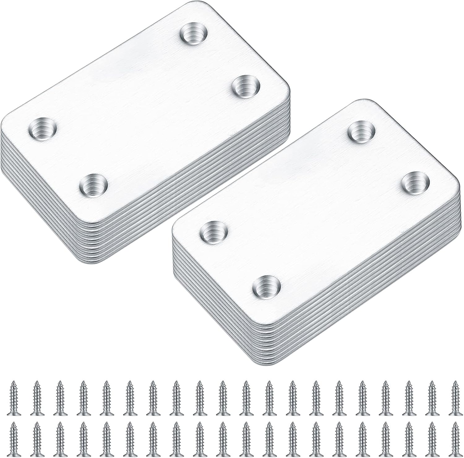 20 Flache Verbindungsplatten – Edelstahl – Robuste Befestigung Für Möbel – Ideal Für Schränke Und Tische – 38 X 60 Mm Silber