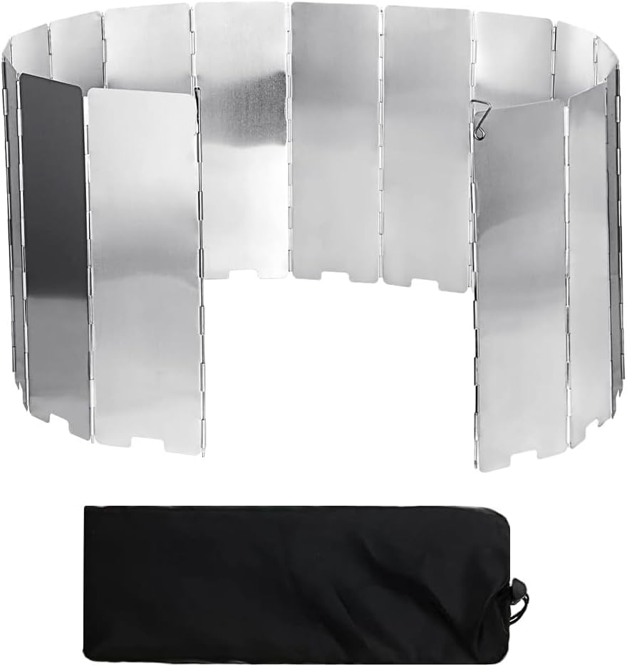 Faltbarer Windschutz – 16 Paneele – Aluminiumlegierung – Windschutz Für Kocher – Camping Und Wandern – Silber, 24 X 8,4 Cm