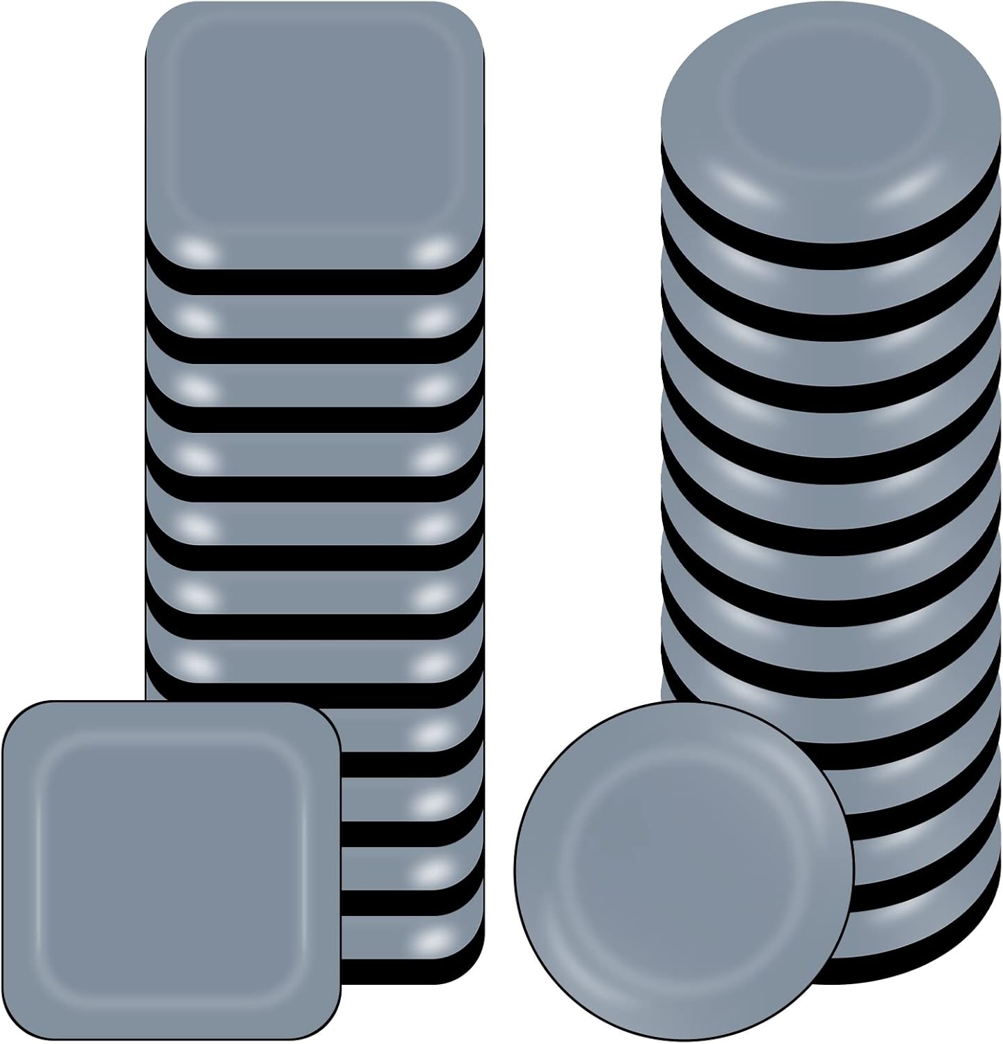 24 Teflon-möbelgleiter – 12 Quadratisch, 12 Rund – Selbstklebend, Ptfe – Kratzfester Bodenschutz – Wohnzimmer, Küche, Büro – 20 Mm