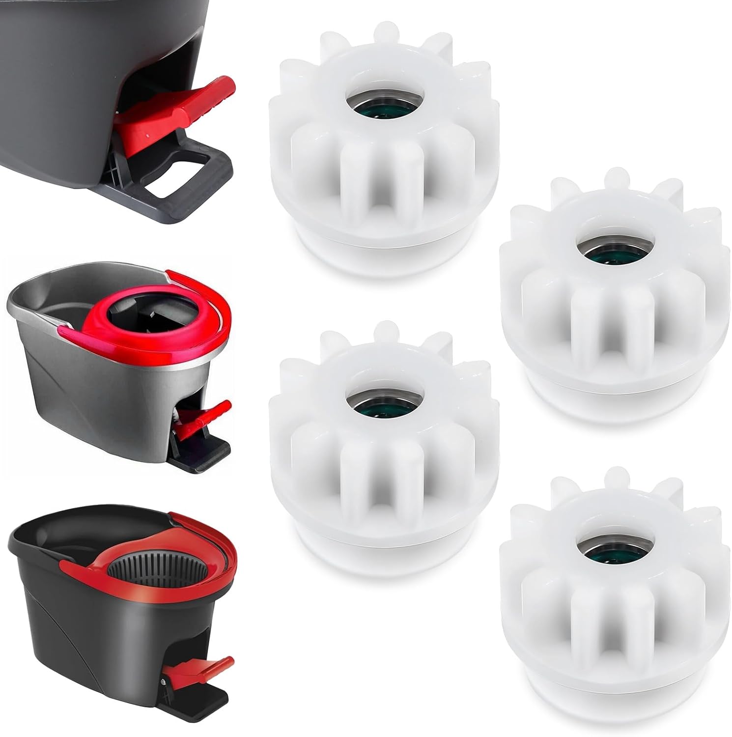 4 Ersatzteile Für Wischmopps – Robustes Kunststoffgehäuse – 2,5 Cm Zahnrad – Reparatur Des Auswringmechanismus – Kompatibel Mit Drehbaren Eimern – Weiß