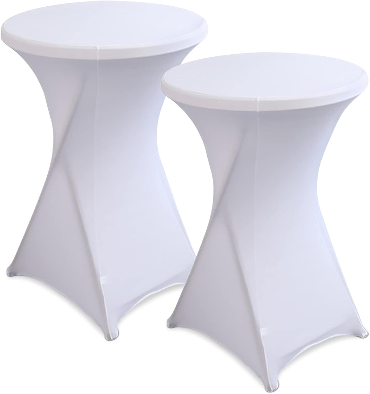 Runde Stretch-tischdecken – 2er-set – Elastisches Polyester – Schutz Und Dekoration – Für Bar, Hochzeit, Restaurant – Ø 80–85 Cm, Weiß