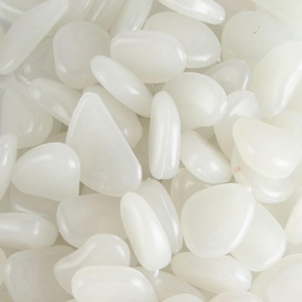 300 Im Dunkeln Leuchtende Kieselsteine – 300er-packung – Glattes Harz – Leuchtet Nachts Ohne Strom – Garten, Wege, Aquarium – Weiß, 2–3 Cm