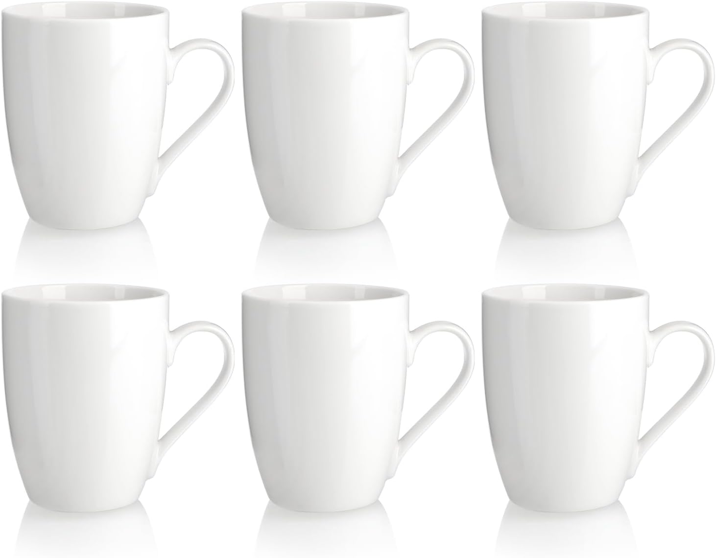 ® 6x Keramik-kaffeetassen – Moderne Design-kaffeetassen – Kaffeemaschine Für Heiß- Und Kaltgetränke – Weiße Henkeltasse – 300 Ml Tasse