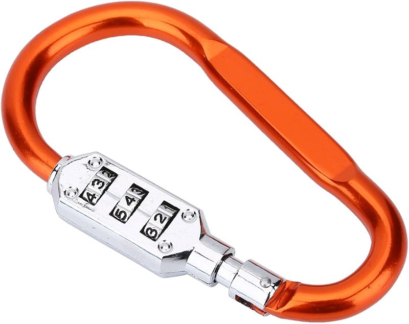Kombinationskarabiner, Abschließbarer Karabiner, Karabinerschloss, Reisegepäck-sicherheitsschloss In 3 Farben, Abschließbares Vorhängeschloss (orange)