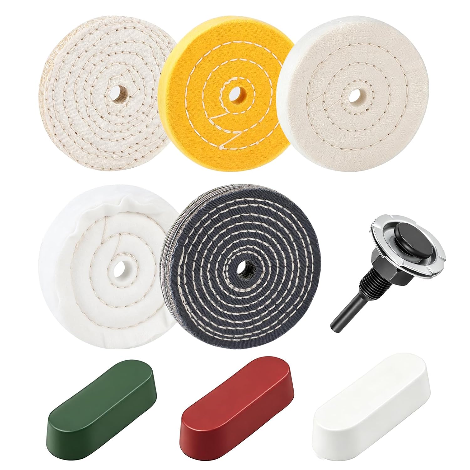 9-teiliges Polierscheiben-set (100 Mm), Langlebige Baumwoll-polierscheiben Mit Polierpaste Für Bohrmaschinen Und Poliermaschinen, Für Hochglanzpolitur Auf Metall, Aluminium, Felgen Und Holz