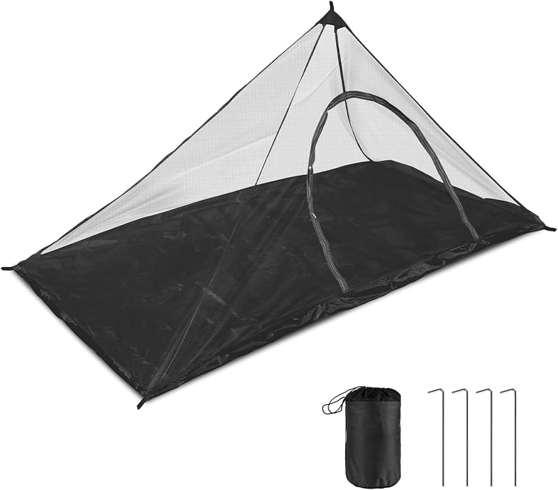 Moskitonetz Fürs Camping, 220 X 120 X 100 Cm, Leicht Und Tragbar Für Reisen, Mückenabweisend, Für Den Outdoor-einsatz Mit Reißverschlusstür Für Campingbetten Und Wanderungen, Schwarz