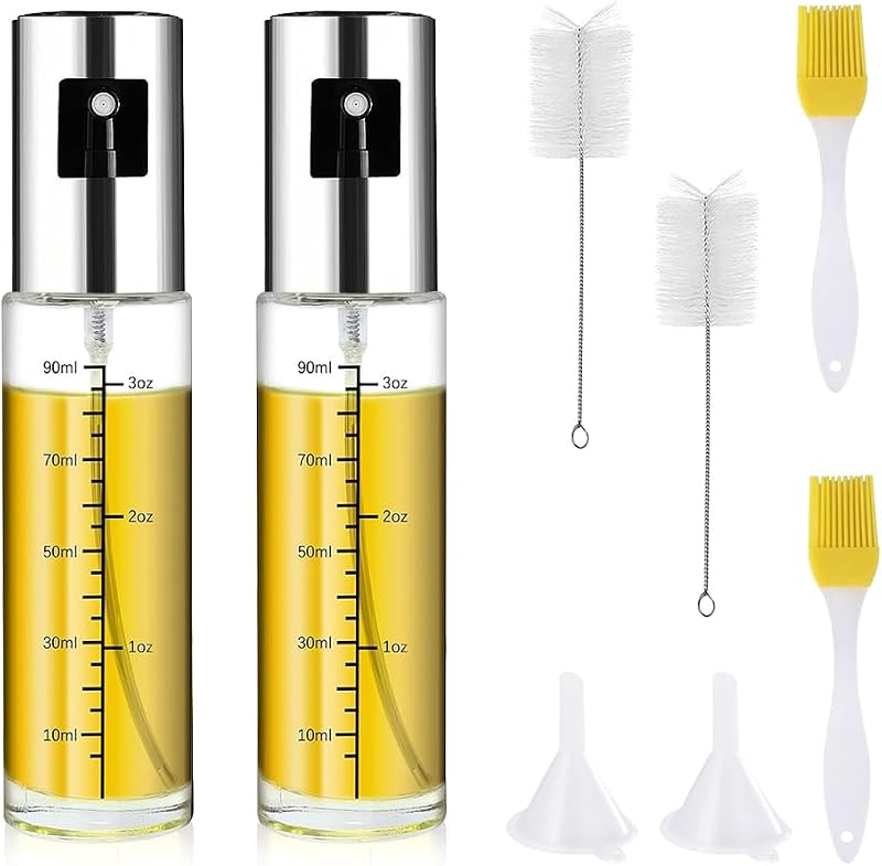 2-teiliger Ölsprüher Für Heißluftfritteusen, 100 Ml Küchenölsprüher, Ölsprüher Mit Bürste, Ölsprühspender Für Fritteuse, Grill Und Bbq