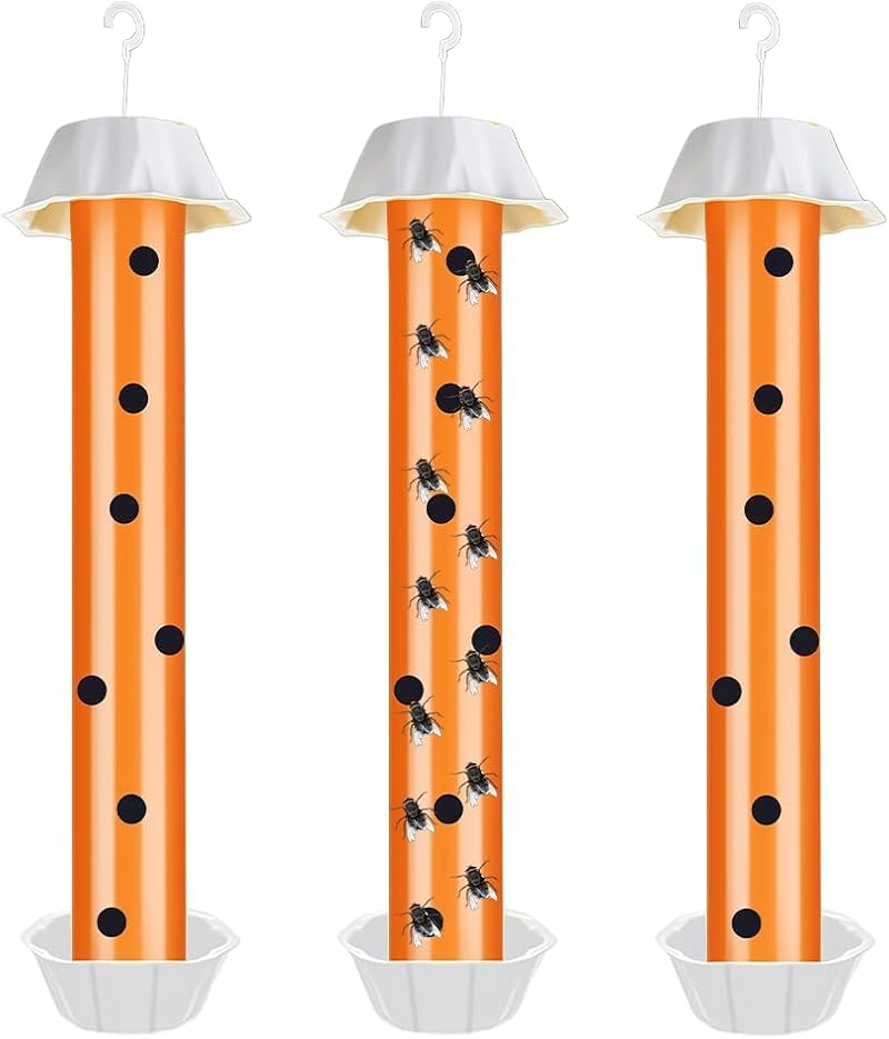 3-teilige Fruchtfliegenfalle, Mückenfalle Für Den Innenbereich, Fliegenfänger Für Die Küche Mit Aufhängehaken, Mückenfalle Zum Aufhängen Am Stab Für Den Innen- Und Außenbereich (orange)