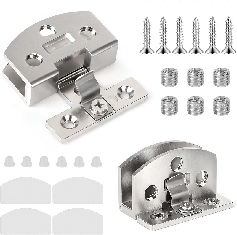 X Türscharniere Aus Gehärtetem Glas Für 3-7 Mm Dicke Glastüren, Gebürstete Oberfläche, Inklusive Schrauben Und Kratz- Und Rutschfesten Gummipads