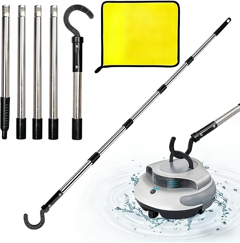 Poolroboterhaken Mit Griff, 180 Cm Poolsaugerhaken Mit 5-teiliger Stange, Zubehörhaken Für Alle Poolsaugerroboter