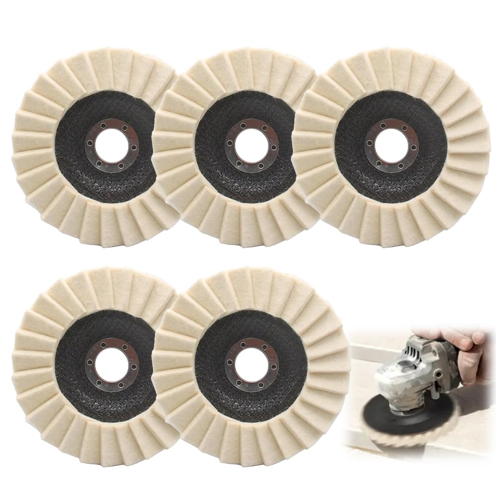 Polierscheibe 115 Mm X 22,2 Mm, 5 Stück Filzpolierscheiben Für Schleifmaschinen, Wollfilzpolierscheiben Für Bohrmaschinen, Metall, Holz, Stein, Marmor
