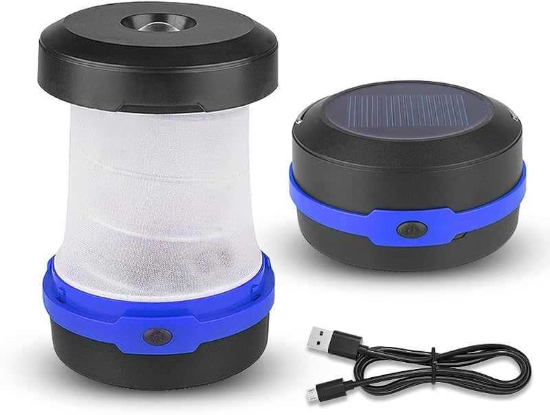 Wiederaufladbare Led-campinglaterne, Solar-faltlampe Mit 180 Lumen, Wasserdichte, Tragbare Hängelampe Mit 3 Dimmstufen Für Camping, Rettungseinsätze, Jagd Und Angeln