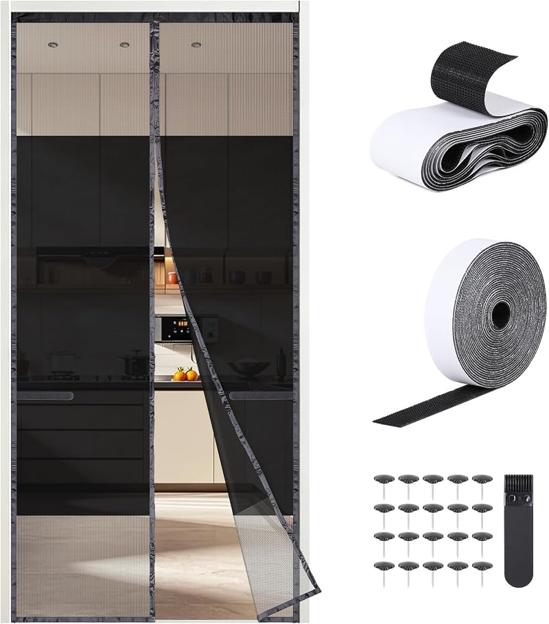 Magnetisches Tür-moskitonetz 90 X 210 Cm, Sicht- Und Mückenschutz, Verdunkelungs-moskitonetz Aus Polyester, Kein Bohren Erforderlich