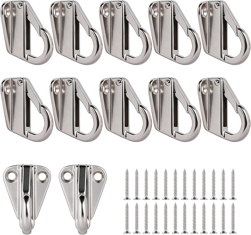 Set Mit 12 Deckenhaken Aus Edelstahl 316 Mit Schnappverschluss, Selbstsichernde Fenderhaken Mit 24 Schrauben Für Yacht, Boot, Lkw Und Wohnmobil