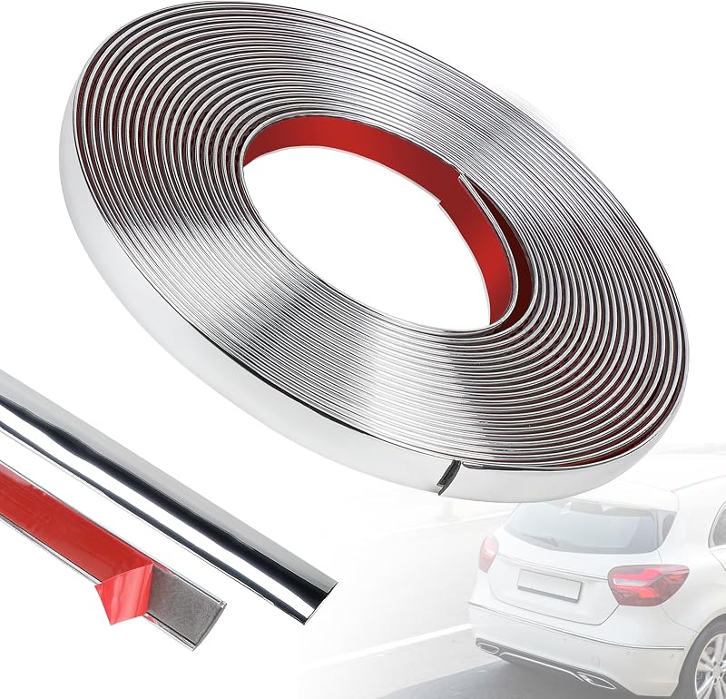 Selbstklebende Chromleiste Für Fahrzeuginnenausstattung, 10 Mm X 8 M, Dekorative Wandleiste, Universelle Abschlussleiste Für Autos, Spiegel, Wände, Türen, Möbel, Glänzend Silber