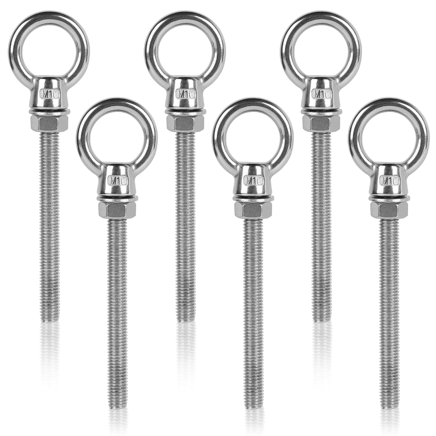 X M10 X 100 Mm Ringschrauben, Lange Ringschrauben Aus Edelstahl 304, 10 Mm Durchmesser, Mit Ring,