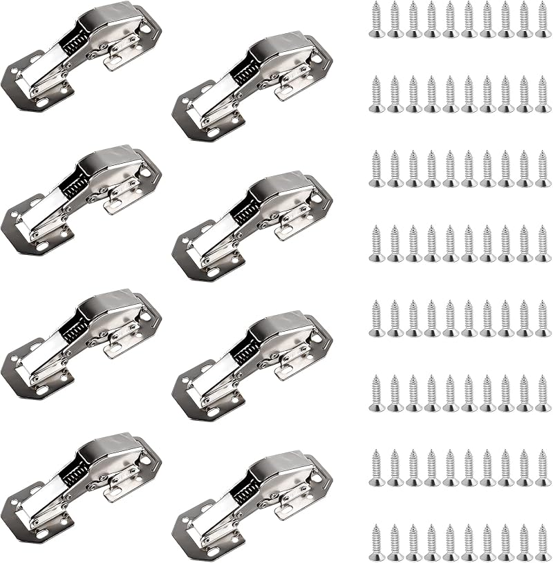 X Soft-close-scharniere Für Schranktüren, 80°-schraubscharniere Für Küchentüren, 113 X 43 Mm (5 Zoll) 90°-möbelscharniere Mit Hydraulischem Dämpfer Für Schränke