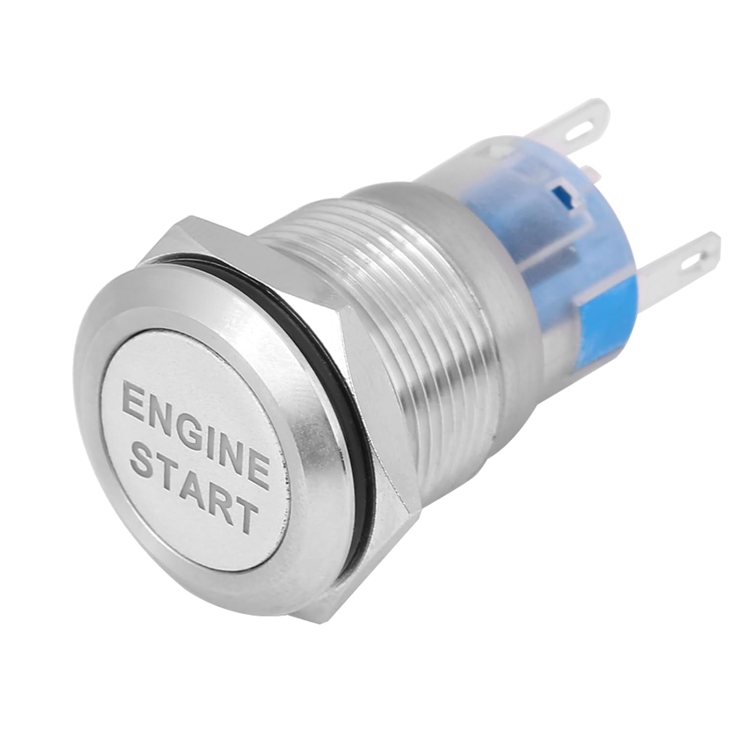 Motorstartknopf, Anlasser-zündschalter, 12v Led-leuchte, Universeller Ersatzknopf Für Automotoren (silbernes Edelstahlgehäuse)