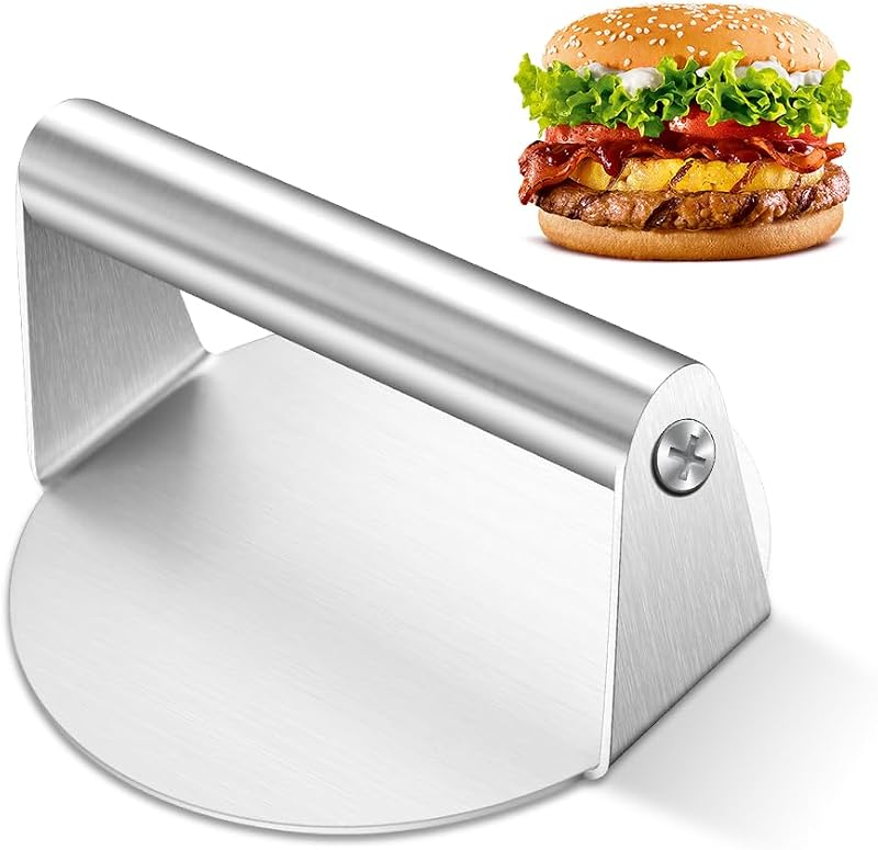 Hamburgerpresse, 14 Cm Durchmesser, Runde Edelstahl-burgerpresse, Antihaftbeschichtet, Hackfleischpresse, Fleischpresse, Pattypresse Für Steaks, Burger, Patties, Grillgut