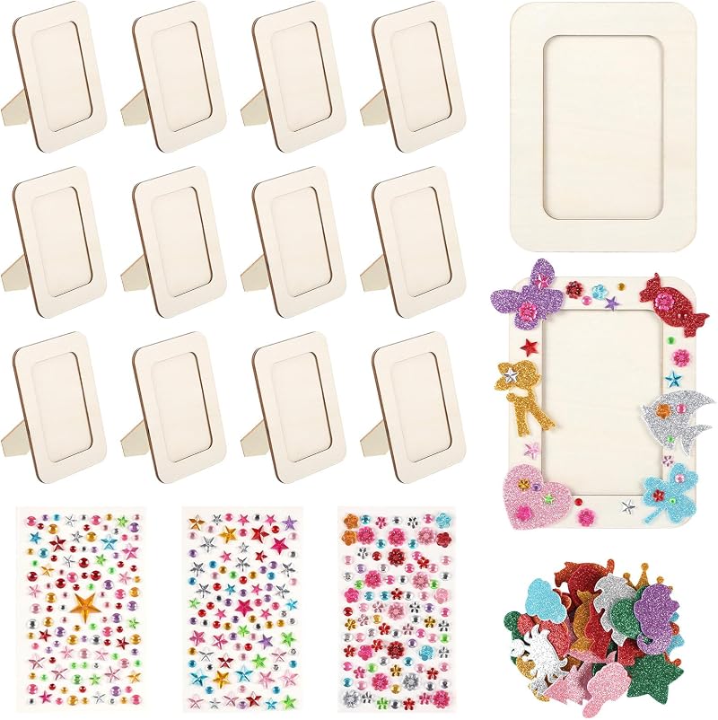 14-teiliges Set Bemalbarer Bilderrahmen Für Kinder (16 X 12 Cm), Diy-holzrahmen, Malrahmen Für Kinder Mit Aufklebern, Für Geburtstagsfeiern, Geschenke Und Personalisierte Dekorationen