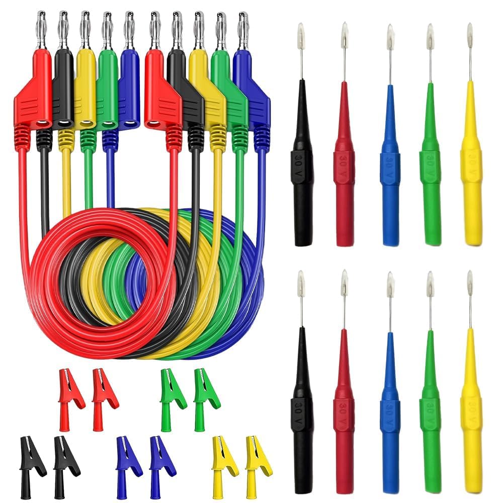 Multimeter-messleitungssatz, 5-teilig, 4-mm-bananenstecker-messkabel Mit Krokodilklemmen, 1 M Multimeter-prüfleitung Für Multimeter, Spannungsprüfer, Amperemeter