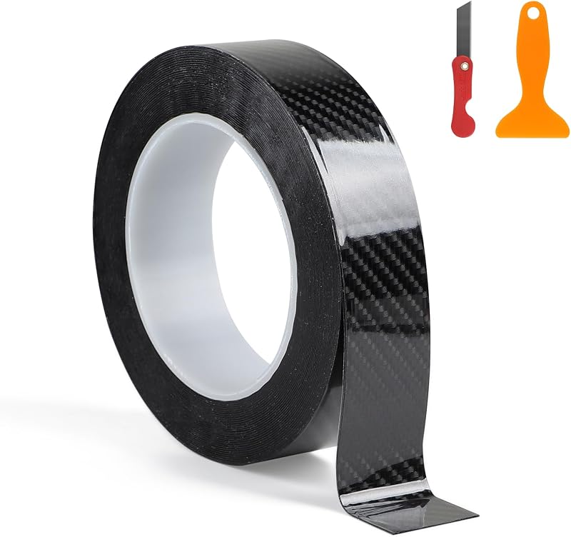 5d-hochglanz-autofolie In Carbonfaser-optik, Schwarz, 3 Cm × 10 M, Selbstklebende Streifen Für Autotürschweller, Stoßstange, Kofferraum, Fahrrad, Motorrad, Möbel