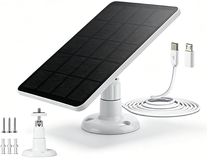 Eufy Solarpanel Für Kameras – 3-w-solarpanel Für Ring-kameras – 6-v-solarladegerät Mit Micro-usb- Und Usb-c-anschlüssen – 360° Verstellbare Halterung – Ip65 Wasserdicht – Für Überwachungskameras