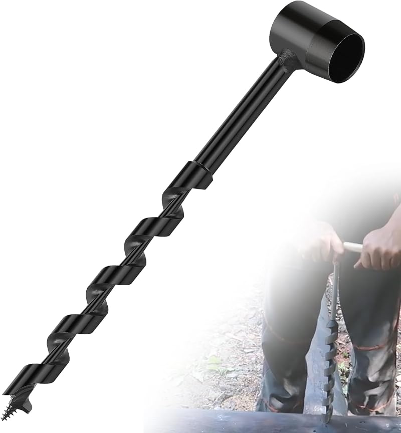 Manueller Holzbohrer, Φ16x230mm, Aus Kohlenstoffstahl, Vielseitig Einsetzbar Für Outdoor-abenteuer, Camping Und Holzbearbeitung.