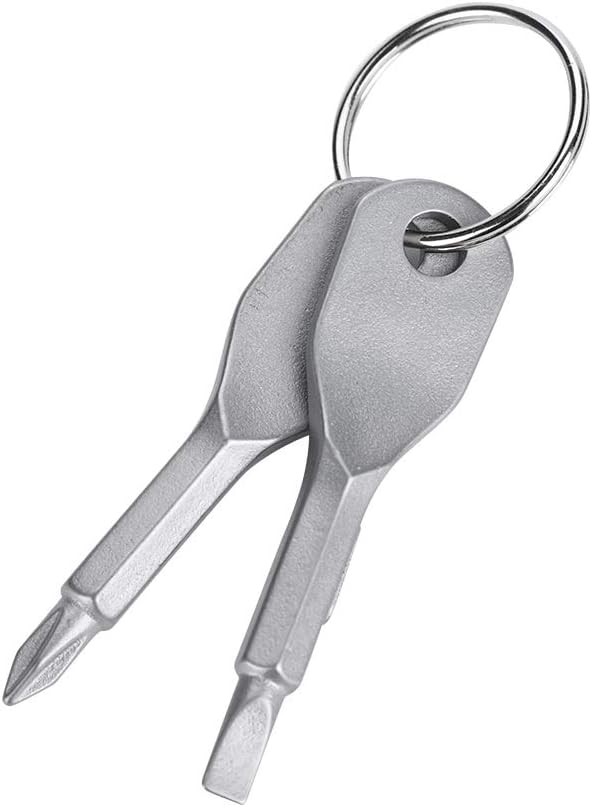 Schlüsselring-schraubenschlüssel, 2-knopf-werkzeug, Edelstahl-schraubendreher-schlüsselanhänger, Outdoor-sport-taschenwerkzeug (silber)