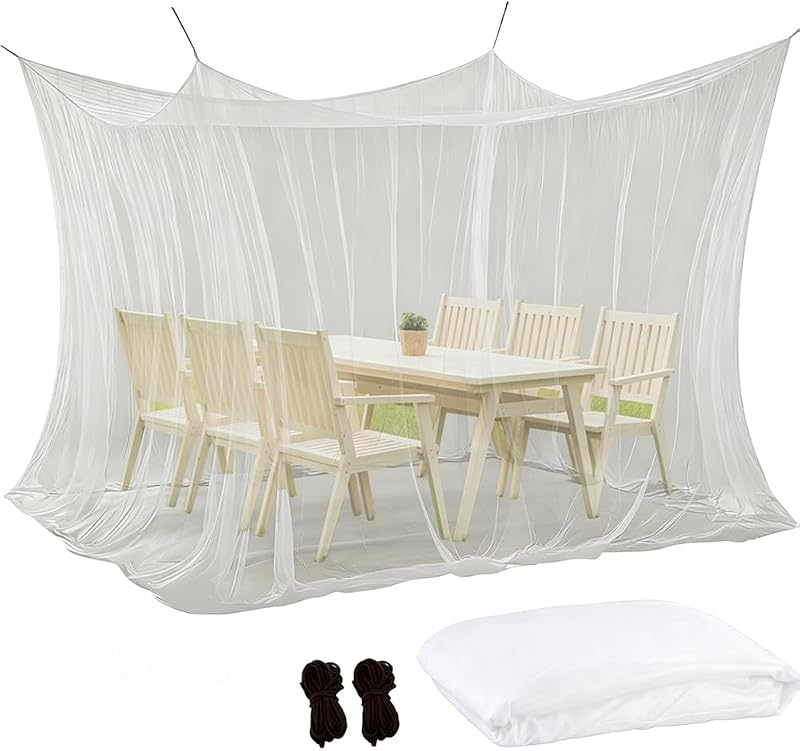 Rechteckiges Moskitonetz Für Den Außenbereich, 300 X 300 X 250 Cm, Moskitonetz Für Pergola, Pavillon, Doppelbett, Swimmingpool, Veranda Und Gartenterrasse (weiß)