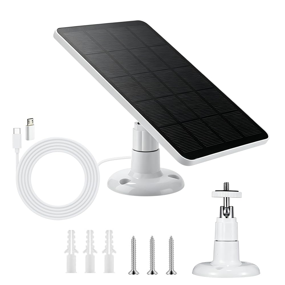 Eufy Solarpanel Für Kameras – 6-w-solarpanel Für Ring-kameras – 5-v-solarladegerät Mit Micro-usb- Und Usb-c-anschlüssen – 360° Verstellbare Halterung – Ip65 Wasserdicht – Für Überwachungskameras