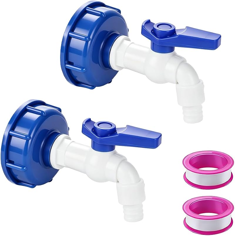 2-teiliger Tankhahn, 1/2"-adapter Für 1000-liter-ibc-tanks, 16 Mm Auslassdurchmesser, Inklusive Dichtung Und Klebeband Für Garten Und Regentonne