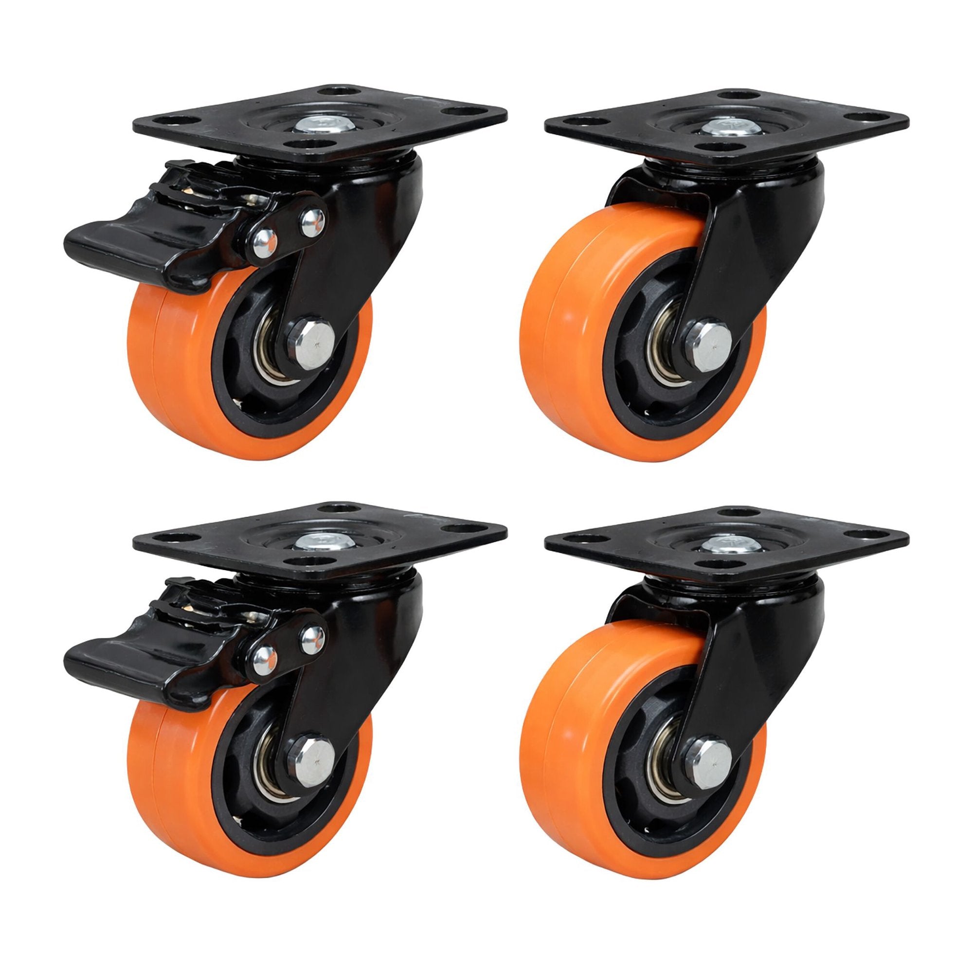 75mm Swivel Castors Set Of 4 - Steel Pvc Coated Wheels 227458975 227458975