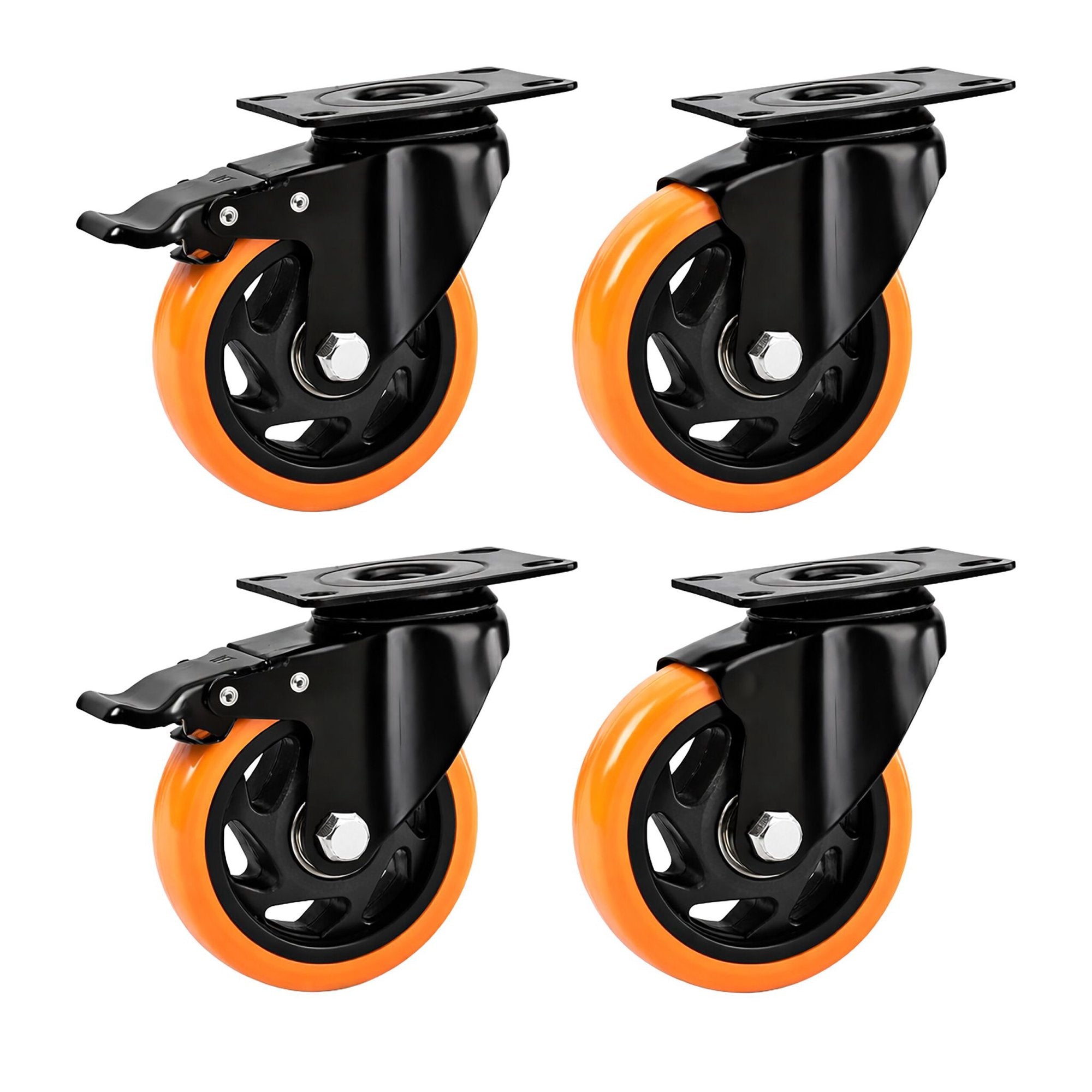 100mm Swivel Castors Set Steel Pvc 150kg Load 227458869 227458869