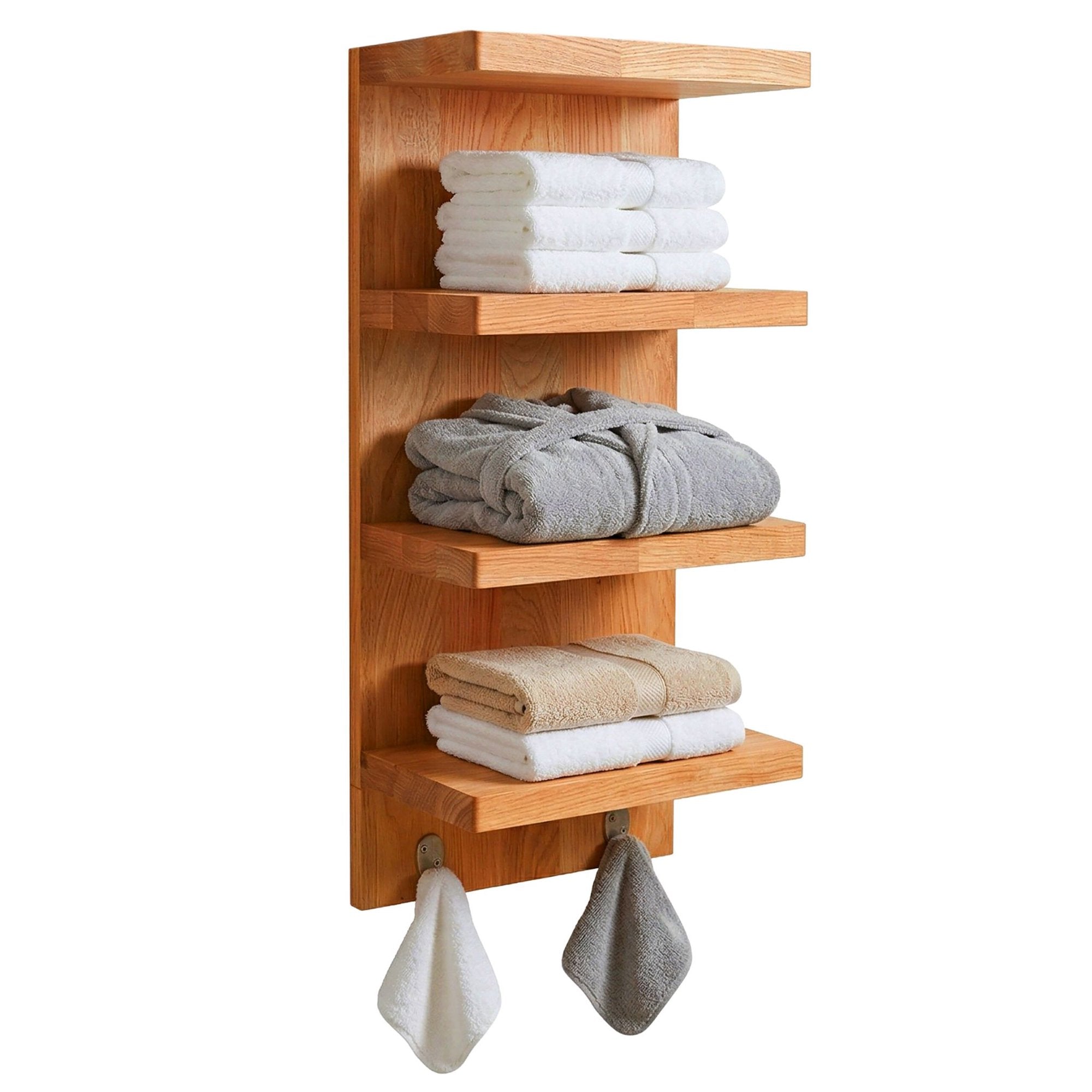 Bathroom Wall Shelf Walnut Steel 4 Shelves 2 Hooks 229384421