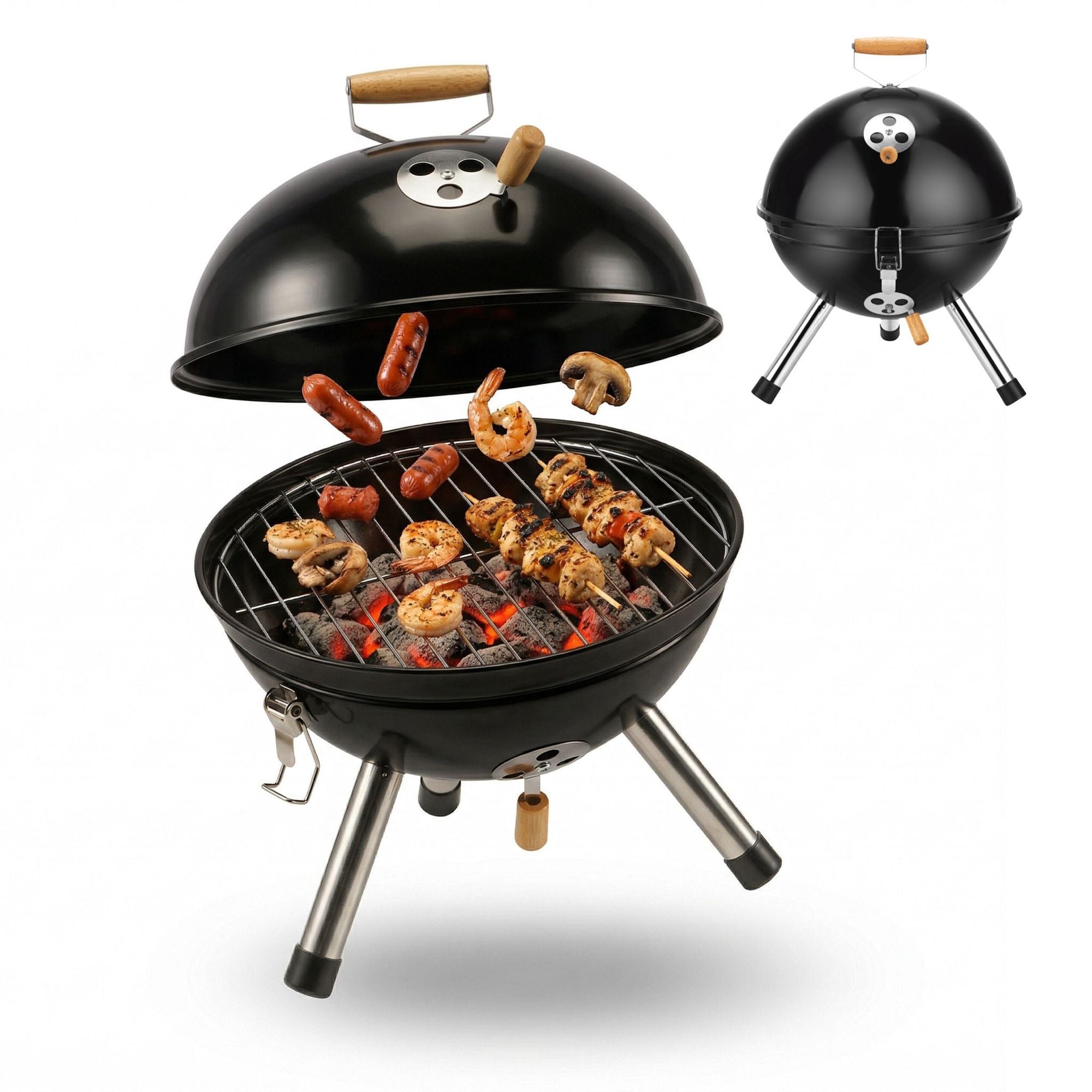 Mini Charcoal Kettle Grill Black 30 Cm Steel 229384445